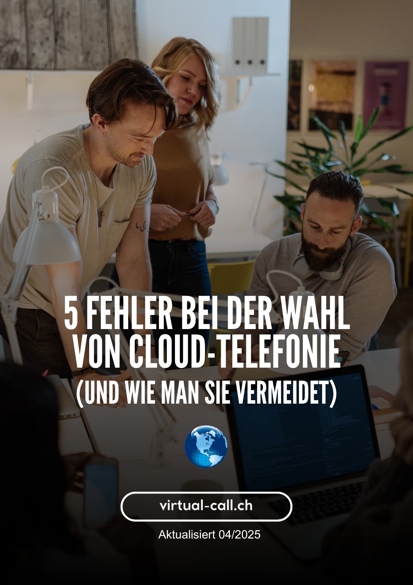 Cover des E-Books „Virtual-Call“ mit dem Titel „5 Fehler bei der Wahl der Cloud-Telefonie (und wie Sie diese vermeiden können“).