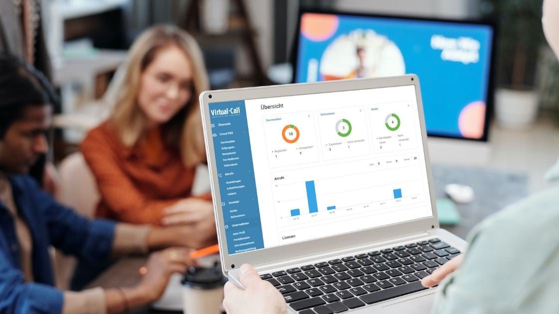 Virtual-Call wholesale VoIP dashboard showing real-time voice termination analytics, call quality metrics, and international routing statistics for enterprise customers.