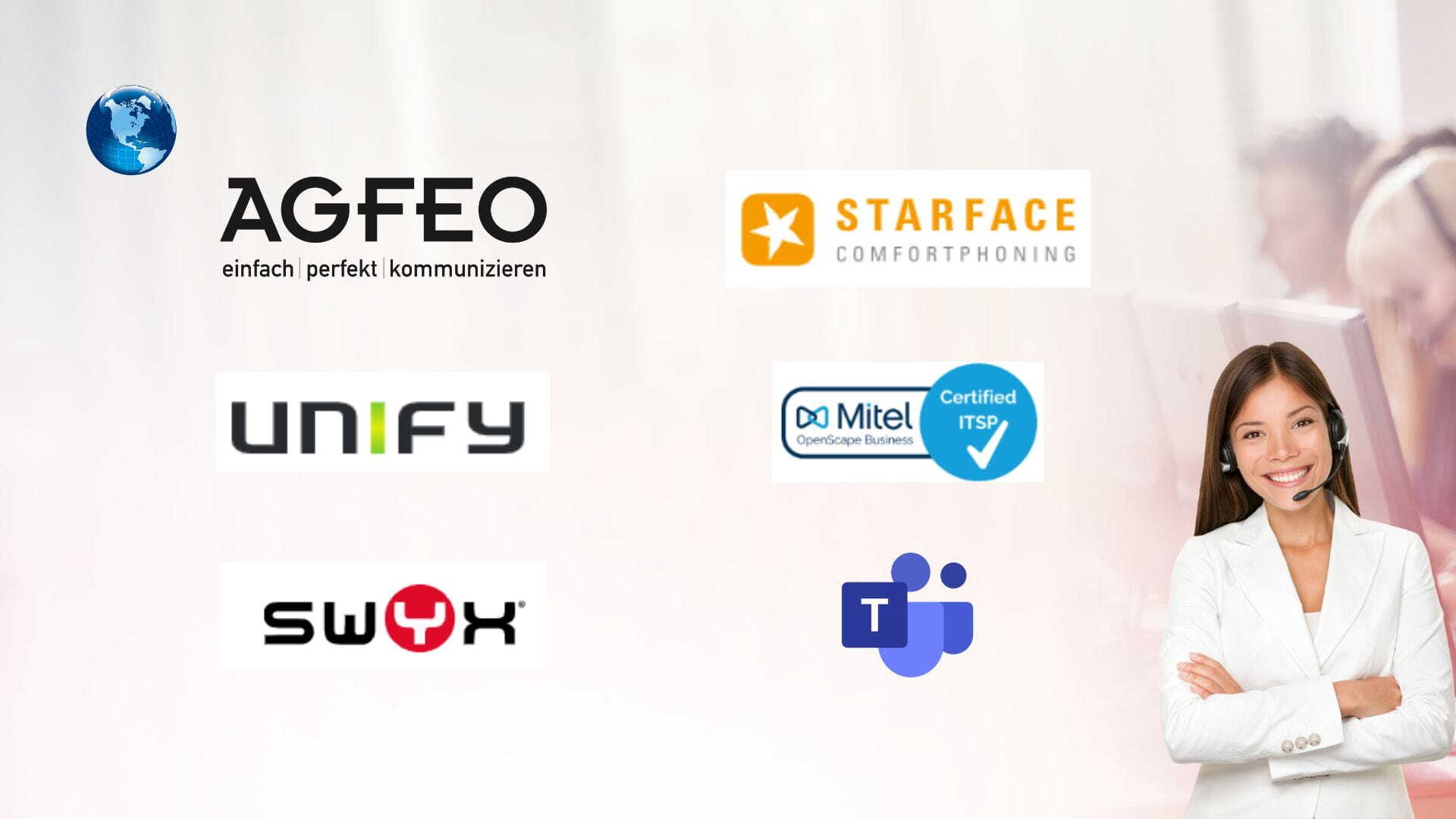 Virtual-Call SIP-Trunk Zertifizierungen: Autorisierter Partner für AGFEO, Starface, Unify, Swyx Telefonanlagen und Microsoft Teams Integration. Zertifizierte VoIP-Provider-Lösungen und Cloud-Telefonie für Geschäftskunden mit professioneller Beratung