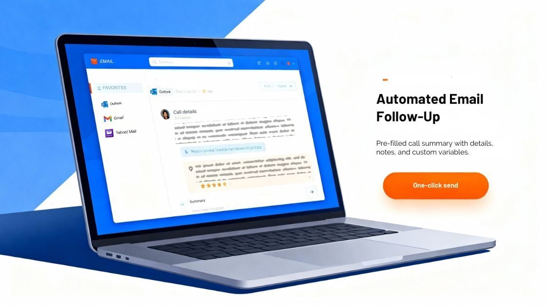 Automated email follow-up Cloud PBX with Outlook Gmail Yahoo integration one-click send